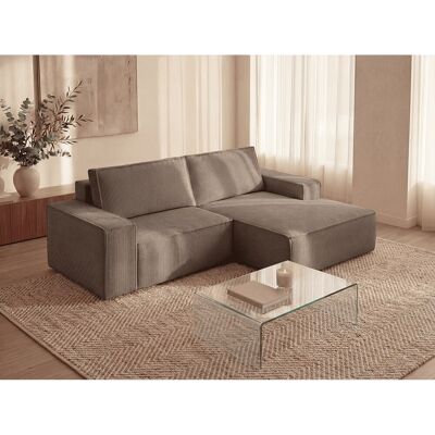 Vente-unique Kleine slaapbank met rechtse hoek in taupe ribfluweel AMELIA Vente-unique Kleine slaapbank met rechtse hoek in taupe ribfluweel AMELIA