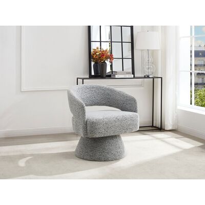 Vente-unique Draaibare fauteuil in grijze chenille stof - FEDOTE Vente-unique Draaibare fauteuil in grijze chenille stof - FEDOTE