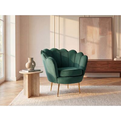 Vente-unique Schelpvormige fauteuil van spargroen velours DANDELION - van Pascal Morabito Vente-unique Schelpvormige fauteuil van spargroen velours DANDELION - van Pascal Morabito