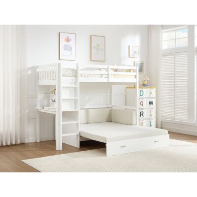 Vente-unique Hoogslaper 90 X 190 cm met slaapbank - Den en MDF - Wit - ORPELIA Vente-unique Hoogslaper 90 X 190 cm met slaapbank - Den en MDF - Wit - ORPELIA