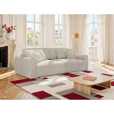 Vente-unique Vierzits slaapbank met diepere zit in grof ribfluweel beige TELARO Vente-unique Vierzits slaapbank met diepere zit in grof ribfluweel beige TELARO