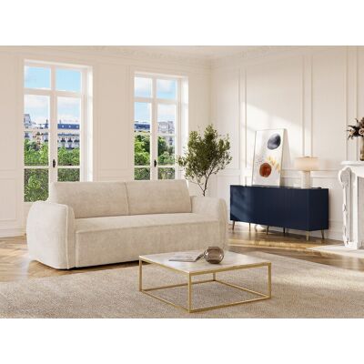 Vente-unique Driezitsslaapbank express in beige chenille stof - Slaapbreedte 140 cm - Matras 16 cm SELIVO van Maison Céphy Vente-unique Driezitsslaapbank express in beige chenille stof - Slaapbreedte 140 cm - Matras 16 cm SELIVO van Maison Céphy