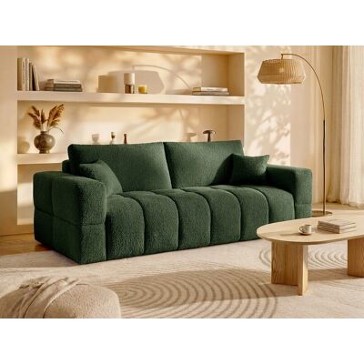 Vente-unique Vierzitsslaapbank express in groene bouclé stof - Slaapoppervlak 160 cm - Matras 16 cm ISSORO Vente-unique Vierzitsslaapbank express in groene bouclé stof - Slaapoppervlak 160 cm - Matras 16 cm ISSORO