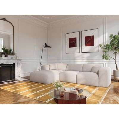 Vente-unique Grote expres slaapbank met hoek links in gespikkeld beige stof - 16 cm traagschuim matras POGNI Vente-unique Grote expres slaapbank met hoek links in gespikkeld beige stof - 16 cm traagschuim matras POGNI