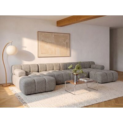 Vente-unique Modulaire XXL-hoekbank in gemêleerde stof Taupe FACIVIL Vente-unique Modulaire XXL-hoekbank in gemêleerde stof Taupe FACIVIL