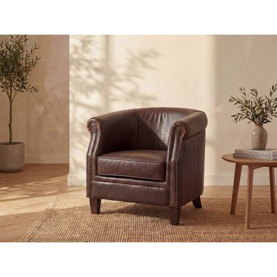 Vente-unique Clubfauteuil van leer met lived-in uiterlijk ENGUERRAND Vente-unique Clubfauteuil van leer met lived-in uiterlijk ENGUERRAND