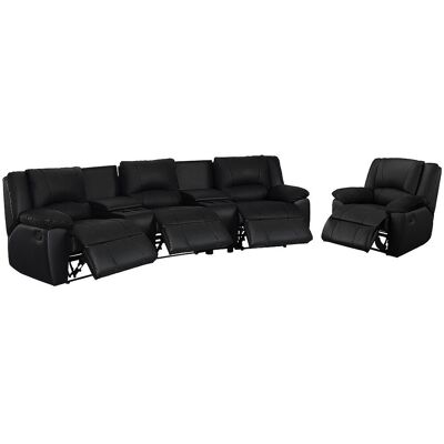 Vente-unique Driezits relaxbank en relaxfauteuil van leer AROMA - Zwart Vente-unique Driezits relaxbank en relaxfauteuil van leer AROMA - Zwart