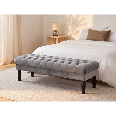 Vente-unique Bankje voor voeteneinde bed RINALDO - Grijs fluweel Vente-unique Bankje voor voeteneinde bed RINALDO - Grijs fluweel
