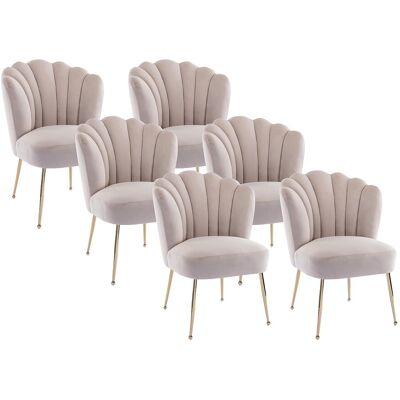 Vente-unique Set van 6 stoelen van velours en goudkleurig metaal - Beige - RUTY - van Pascal Morabito Vente-unique Set van 6 stoelen van velours en goudkleurig metaal - Beige - RUTY - van Pascal Morabito