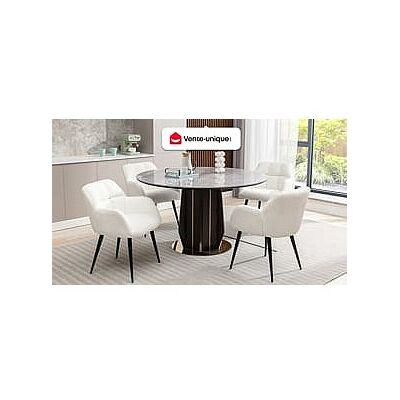 Vente-unique Set van 2 stoelen met armleuningen – Boucléstof en metaal – Wit – PEGA Vente-unique Set van 2 stoelen met armleuningen – Boucléstof en metaal – Wit – PEGA