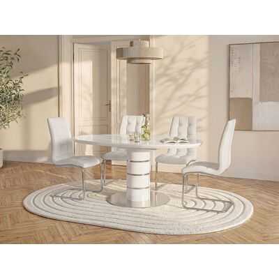 Vente-unique Uittrekbare eettafel - 4 à 6 personen - MDF en roestvrij metaal - Witgelakt - CUSCO Vente-unique Uittrekbare eettafel - 4 à 6 personen - MDF en roestvrij metaal - Witgelakt - CUSCO