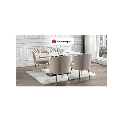 Vente-unique Set van 2 stoelen van velours en goudkleurig metaal - Beige - RUTY - van Pascal Morabito Vente-unique Set van 2 stoelen van velours en goudkleurig metaal - Beige - RUTY - van Pascal Morabito