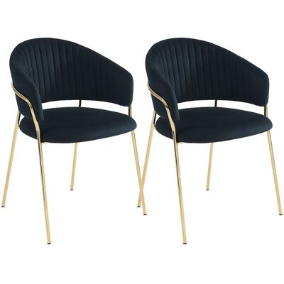 Vente-unique Set van 2 stoelen in fluweel en goudkleurig metaal - Zwart - MADOLIA van Pascal MORABITO Vente-unique Set van 2 stoelen in fluweel en goudkleurig metaal - Zwart - MADOLIA van Pascal MORABITO