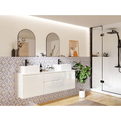 Vente-unique Badkamermeubel - Dubbele wastafel - 150 cm - Wit Vente-unique Badkamermeubel - Dubbele wastafel - 150 cm - Wit