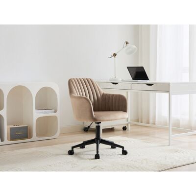 Vente-unique Bureaustoel - Fluweel - Beige en zwart - Verstelbare hoogte - ELEANA Vente-unique Bureaustoel - Fluweel - Beige en zwart - Verstelbare hoogte - ELEANA