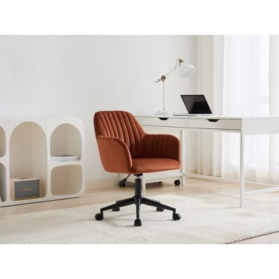 Vente-unique Bureaustoel - Fluweel - Terracotta en zwart - Verstelbare hoogte - ELEANA Vente-unique Bureaustoel - Fluweel - Terracotta en zwart - Verstelbare hoogte - ELEANA