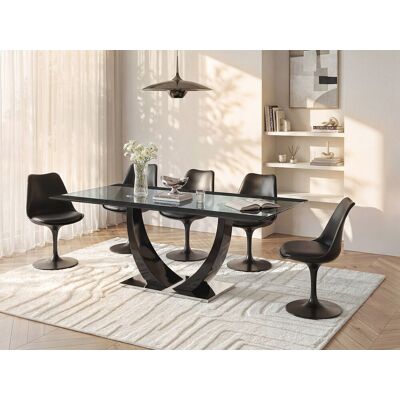 Vente-unique Eettafel MEZZO - 8 personen - MDF en gehard glas - zwart Vente-unique Eettafel MEZZO - 8 personen - MDF en gehard glas - zwart