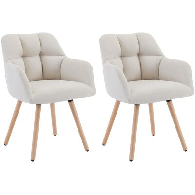 Vente-unique Set van 2 stoelen met armleuningen - Stof en beukenhout - Beige - PEGA van Pascal MORABITO Vente-unique Set van 2 stoelen met armleuningen - Stof en beukenhout - Beige - PEGA van Pascal MORABITO