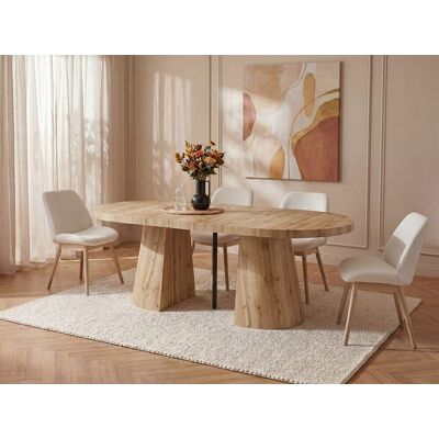Vente-unique Uitschuifbare eettafel voor 6 tot +12 personen van MDF - Licht naturel - CLOEVA Vente-unique Uitschuifbare eettafel voor 6 tot +12 personen van MDF - Licht naturel - CLOEVA