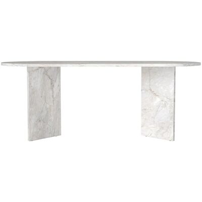Vente-unique Eettafel 8 plaatsen - Wit marmereffect - TOPANIA Vente-unique Eettafel 8 plaatsen - Wit marmereffect - TOPANIA