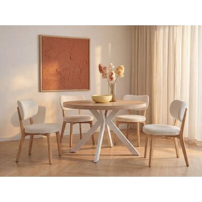 Vente-unique Uitschuifbare eettafel voor 4 tot 8 personen van MDF en staal - Licht naturel en wit - KOMONI Vente-unique Uitschuifbare eettafel voor 4 tot 8 personen van MDF en staal - Licht naturel en wit - KOMONI