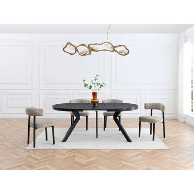 Vente-unique Uitschuifbare eettafel voor 6 tot 12 personen van MDF en staal - Zwart - KOMONI Vente-unique Uitschuifbare eettafel voor 6 tot 12 personen van MDF en staal - Zwart - KOMONI