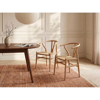 Vente-unique Set van 6 stoelen van teakhout en riet - Kleur: naturel - POGIANA Vente-unique Set van 6 stoelen van teakhout en riet - Kleur: naturel - POGIANA