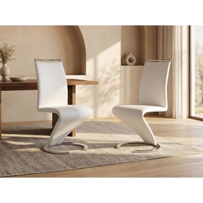 Vente-unique Set van 6 stoelen TWIZY - Wit kunstleer Vente-unique Set van 6 stoelen TWIZY - Wit kunstleer