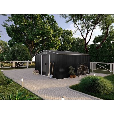 Vente-unique Tuinhuis van grijs gegalvaniseerd staal MANSO - 12,5m² Vente-unique Tuinhuis van grijs gegalvaniseerd staal MANSO - 12,5m²