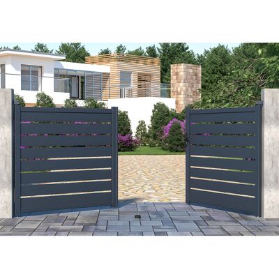 Vente-unique Draaihek van opengewerkt aluminium L355 x H165 cm antraciet - PRIMO Vente-unique Draaihek van opengewerkt aluminium L355 x H165 cm antraciet - PRIMO