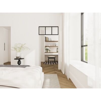 Vente-unique Bovenraam werkplaats van gepoedercoat aluminium - L93 x H40 cm - Zwart - BAYVIEW Vente-unique Bovenraam werkplaats van gepoedercoat aluminium - L93 x H40 cm - Zwart - BAYVIEW