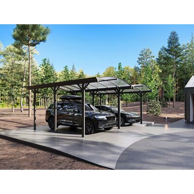 Vente-unique Zelfdragende dubbele carport pergola van aluminium - 2 auto’s - 30 m² - Antracietgrijs - BARESA Vente-unique Zelfdragende dubbele carport pergola van aluminium - 2 auto’s - 30 m² - Antracietgrijs - BARESA