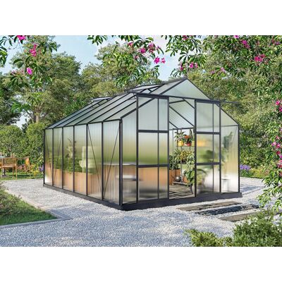 Vente-unique Tuinserre van polycarbonaat in 13m² KALIDA - antraciet Vente-unique Tuinserre van polycarbonaat in 13m² KALIDA - antraciet