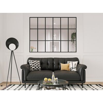 Vente-unique Glazen binnenraam in orangeriestijl van gepoederlakt aluminium - 180 x 130 cm - Zwart - ORANSA Vente-unique Glazen binnenraam in orangeriestijl van gepoederlakt aluminium - 180 x 130 cm - Zwart - ORANSA