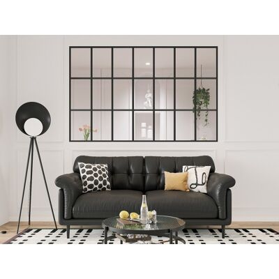 Vente-unique Glazen binnenraam in orangeriestijl van gepoederlakt aluminium - 210 x 130 cm - Zwart - ORANSA Vente-unique Glazen binnenraam in orangeriestijl van gepoederlakt aluminium - 210 x 130 cm - Zwart - ORANSA