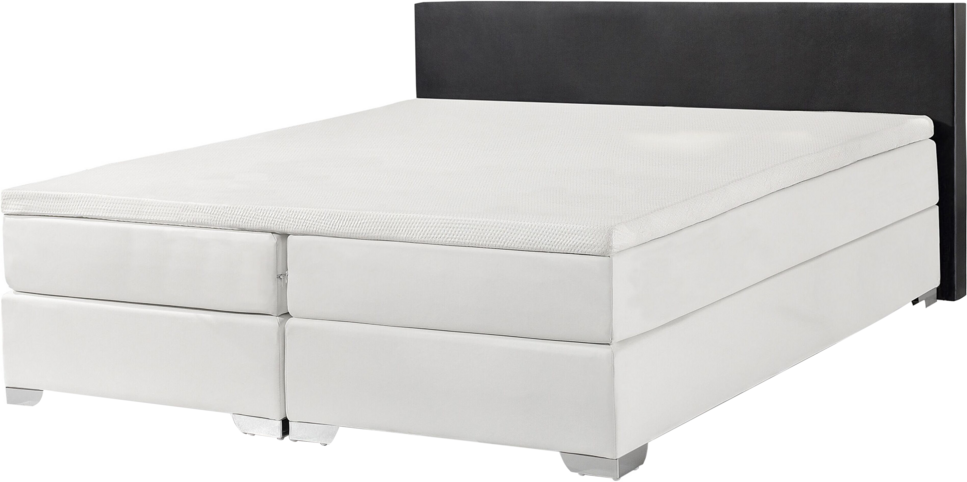 Beliani Boxspring kunstleer zwart/wit 160 x 200 cm PRESIDENT