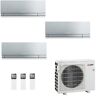 Mitsubishi Trio Split 2.0+2.0+2.5 kW MXZ-3F68VF3 MSZ-EF22VGKS MSZ-EF22VGKS MSZ-EF25VGKS Air Conditioner Zilveren WiFi R-32