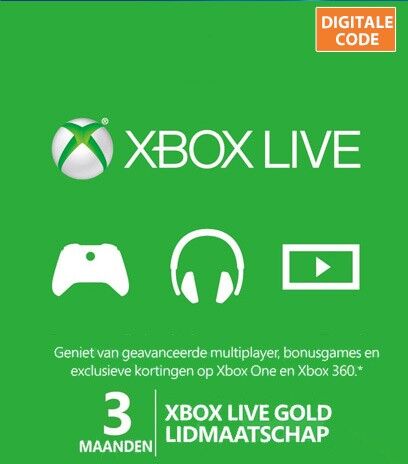 Microsoft Xbox Live Gold abonnement 3 maanden  Xbox Live Code