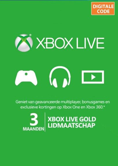Microsoft Xbox Live Gold abonnement 3 maanden  Xbox Live Code