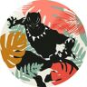 Komar Wandfolie Winter Tropics Black Panther 125 x 125 cm (breedte x hoogte), rond en zelfklevend (1 stuk) multicolor