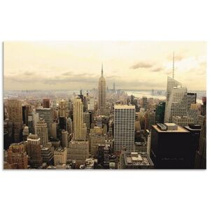 Artland Keukenwand Skyline Manhattan - New York Aluminium spatscherm met plakband, gemakkelijke montage beige 80 cm x 50 cm