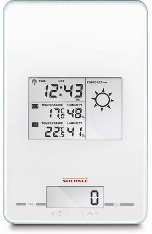 Soehnle digitale keukenweegschaal, weerstation, radiografische klok, timer en wekker in een, »Page Meteo Center«  - 69.99 - wit - Size: 22 x 14 cm