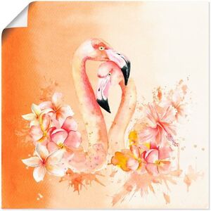 Artland Artprint Oranje flamingo In Love- illustratie in vele afmetingen & productsoorten - artprint van aluminium / artprint voor buiten, artprint op linnen, poster, muursticker / wandfolie ook geschikt voor de badkamer (1 stuk)  - 22.99 - oranje - Size: 30 cm x 30 cm