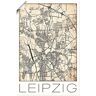 Artland Artprint Retro kaart Leipzig Duitsland Grunge als artprint van aluminium, artprint op linnen, muursticker of poster in verschillende maten beige 60 cm x 90 cm