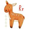 Wall-Art Wandfolie Dieren in het bos ree letter R (1 stuk) multicolor 59 cm x 80 cm x 0,1 cm