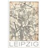 Artland Artprint Retro kaart Leipzig Duitsland Grunge als artprint van aluminium, artprint op linnen, muursticker of poster in verschillende maten beige 40 cm x 60 cm