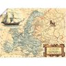 Artland Artprint Kaart van Europa als artprint op linnen, poster, muursticker in verschillende maten beige 80 cm x 60 cm