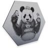 Wall-Art Metalen artprint Deurbord panda beer zilver deco (1 stuk) zilver Ø 25 cm x 25 cm x 0 cm x 22 cm