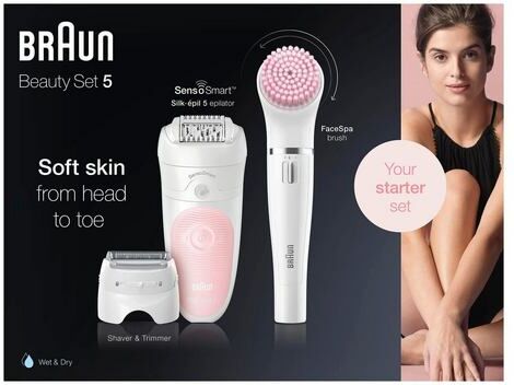 Braun epilator Silk-épil Deluxe beautyset 5-895 6-in-1, 4 opzetstukken  - 109.99 - wit