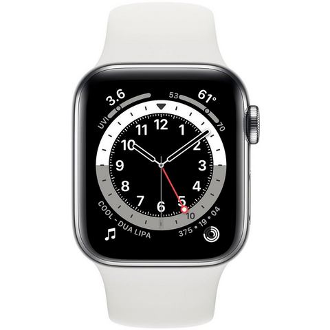 Apple »Series 6 GPS + Cellular, Edelstahlgehäuse mit Sportarmband 40mm« watch  - 824.56 - wit